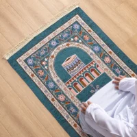 Tapis de prière musulman polyvalent tissé avec motifs religieux