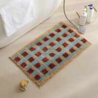 Tapis de salle de bain style kilim marron bleu et orange WATERRUG