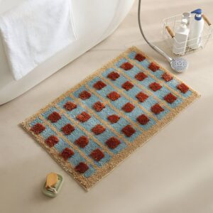 Tapis de salle de bain style kilim marron bleu et orange WATERRUG