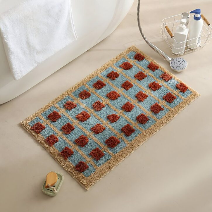 Tapis de salle de bain style kilim marron bleu et orange WATERRUG