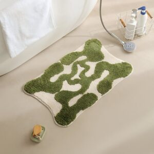 Tapis de salle de bain vert et blanc style abstrait WATERRUG
