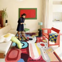 Tapis de salon coloré design abstrait FOULIFOUTI