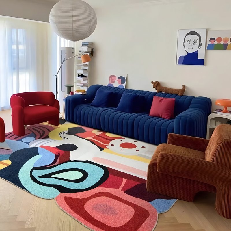Tapis de salon coloré design abstrait FOULIFOUTI