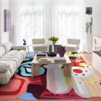 Tapis de salon coloré design abstrait FOULIFOUTI