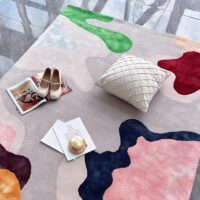 Tapis de salon rectangulaire motifs abstraits couleurs nobles MUSE