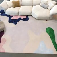 Tapis de salon rectangulaire motifs abstraits couleurs nobles MUSE
