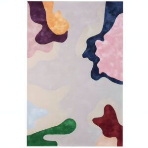 Tapis de salon rectangulaire motifs abstraits couleurs nobles MUSE