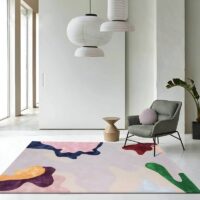 Tapis de salon rectangulaire motifs abstraits couleurs nobles MUSE