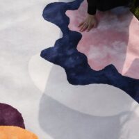 Tapis de salon rond motifs abstraits couleurs nobles MUSE