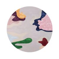 Tapis de salon rond motifs abstraits couleurs nobles MUSE