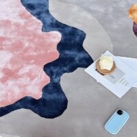 Tapis de salon rond motifs abstraits couleurs nobles MUSE