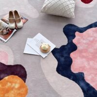 Tapis de salon rond motifs abstraits couleurs nobles MUSE