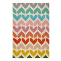 Tapis de sol bébé en laine épais pour jeux motifs coeurs colorés YOUPI