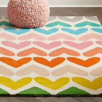 Tapis de sol bébé en laine épais pour jeux motifs coeurs colorés YOUPI