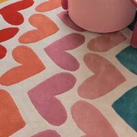 Tapis de sol bébé en laine épais pour jeux motifs coeurs colorés YOUPI