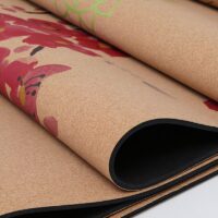 Tapis de yoga en liège et TPE avec imprimés colorés zens