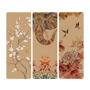 Tapis de yoga en liège et TPE avec imprimés colorés zens
