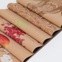 Tapis de yoga en liège et TPE avec imprimés colorés zens