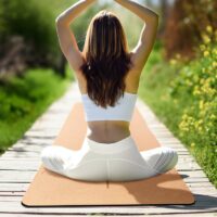 Tapis de yoga en liège et TPE pour utilisation intérieure ou extérieures avec dessins zens