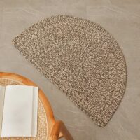 Tapis d’entrée en laine foncée tissée demi-cercle GALWO COLL