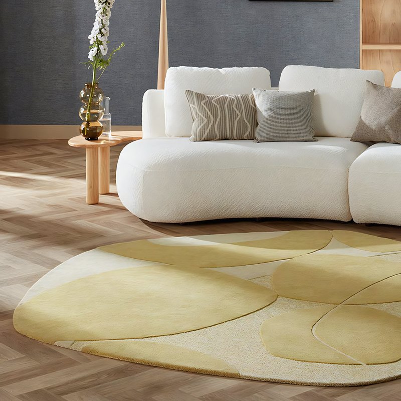 Tapis d’entrée et de salon de décoration jaune forme originale PUXU
