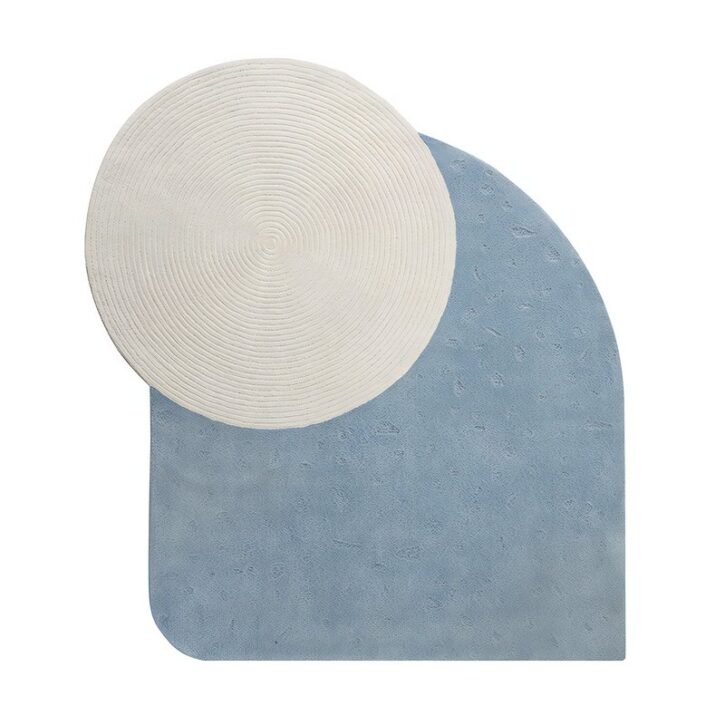 Tapis d’entrée et salon design abstrait tendance bleu LILO