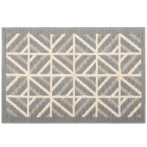 Tapis d’entrée gris et beige géométrique style nordique RASKIA