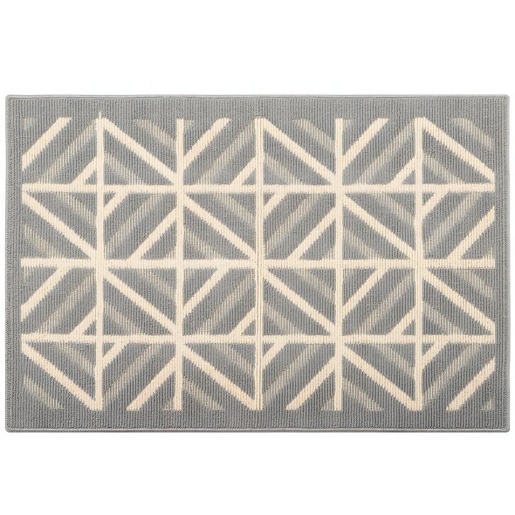 Tapis d’entrée gris et beige géométrique style nordique RASKIA