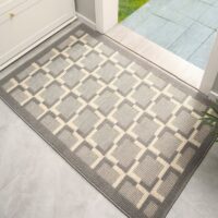 Tapis d’entrée gris et beige géométrique style nordique RASKIA