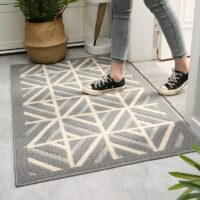 Tapis d’entrée gris et beige géométrique style nordique RASKIA