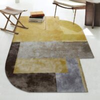Tapis design jaune et marron pour salon style contemporain PUXU