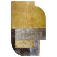 Tapis design jaune et marron pour salon style contemporain PUXU