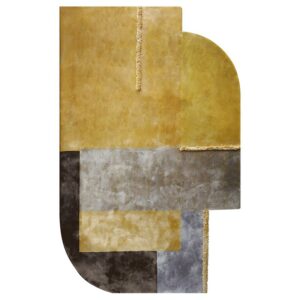 Tapis design jaune et marron pour salon style contemporain PUXU