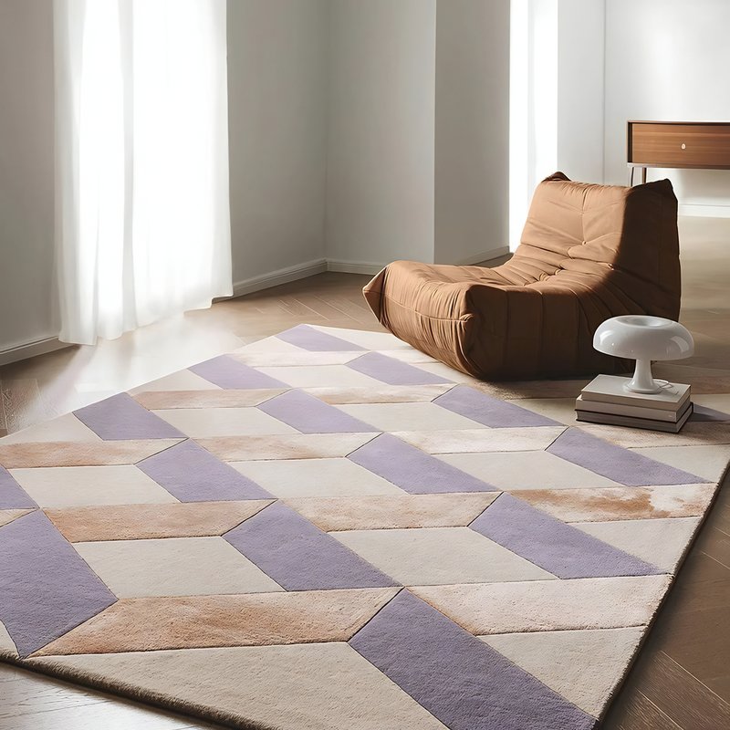 Tapis design motifs géométriques en perspective PUXU