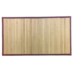 Tapis en bambou de sol antidérapant rectangulaire bords marrons NATURALESIA