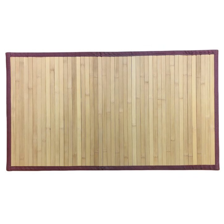 Tapis en bambou de sol antidérapant rectangulaire bords marrons NATURALESIA