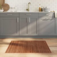 Tapis en bambou marron 100x80 cm pour cuisine salon ou salle de bain NATURALESIA