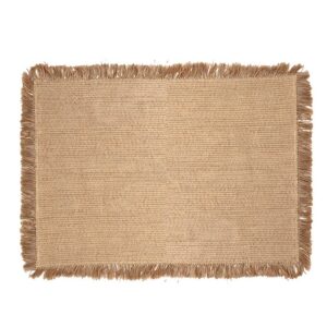 Tapis en jute naturel tissé à la main rectangle avec froufrous ETNA
