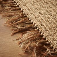 Tapis en jute naturel tissé à la main rectangle avec froufrous ETNA