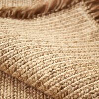 Tapis en jute naturel tissé à la main rectangle avec froufrous ETNA