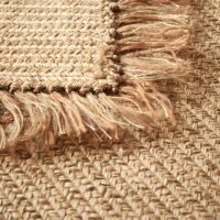 Tapis en jute naturel tissé à la main rectangle avec froufrous ETNA