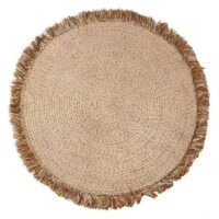 Tapis en jute naturel tissé à la main rond avec froufrous ETNA