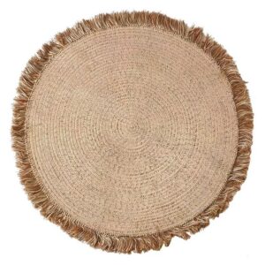 Tapis en jute naturel tissé à la main rond avec froufrous ETNA