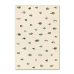 Tapis enfant chambre confortable pour jeu beige avec motifs arbres PUXU