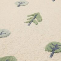 Tapis enfant chambre confortable pour jeu beige avec motifs arbres PUXU
