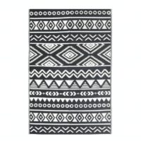 Tapis extérieur noir et blanc motifs ethniques matière synthétique résistante et lavable EXTRAQUIP