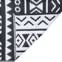 Tapis extérieur noir et blanc motifs ethniques matière synthétique résistante et lavable EXTRAQUIP