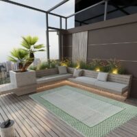 Tapis extérieur vert et blanc matière synthétique résistante et lavable EXTRAQUIP