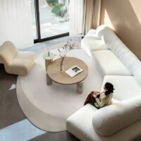Tapis gris clair en laine pour salon ou chambre forme ovale spécial GALIGAE