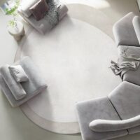 Tapis gris clair en laine pour salon ou chambre forme ovale spécial GALIGAE